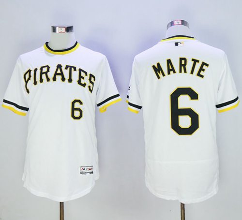 Pirates #6 Starling Marte White Flexbase Authentic Collection Cooperstown Stitched MLB Jersey - Click Image to Close